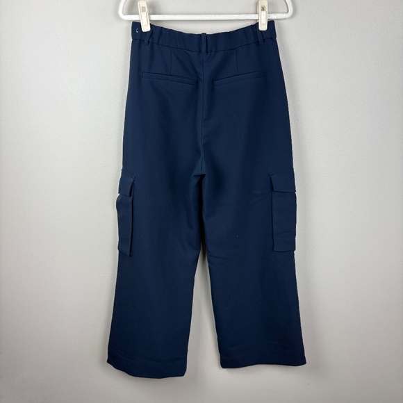 Abercrombie & Fitch Navy Wide Leg High Rise Cargo Trouser Pant - Size 30/10 - Picture 5 of 6